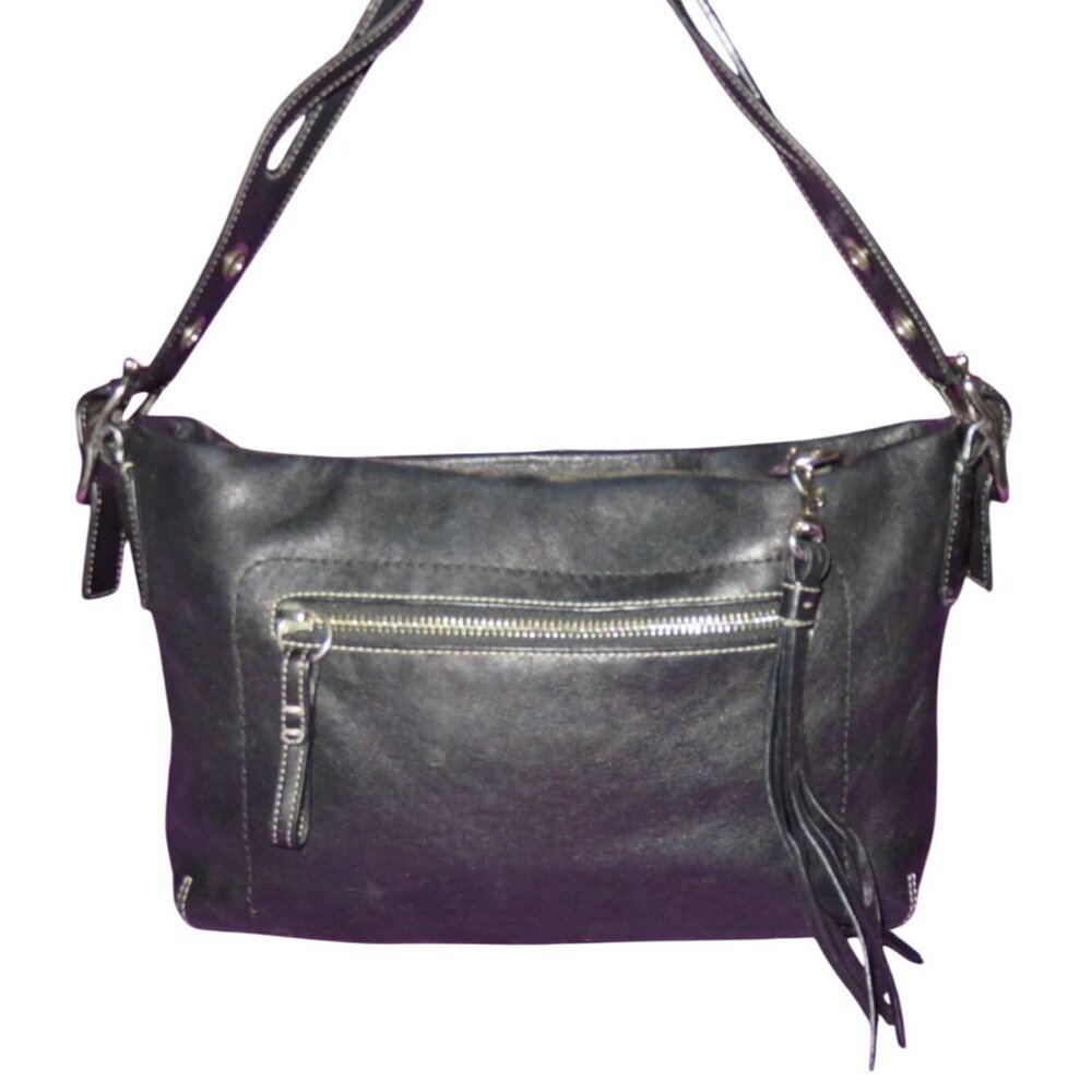 Coach 2006 Vintage Black Leather East West Legacy Tassel Hobo Shoulder Bag 1417
